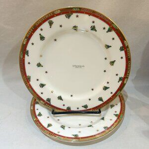 Pair of Utsuwakan Collection Bone China Christmas Plate 8 1/4" Made in Japan